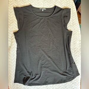 Adrianna Papell Black Blouse with Pleated Sleeves